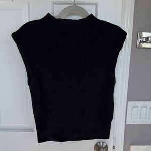 Aritzia Babaton Hazlitt Merino Wool Sweater Vest Navy Knit Sleeveless Mock Neck